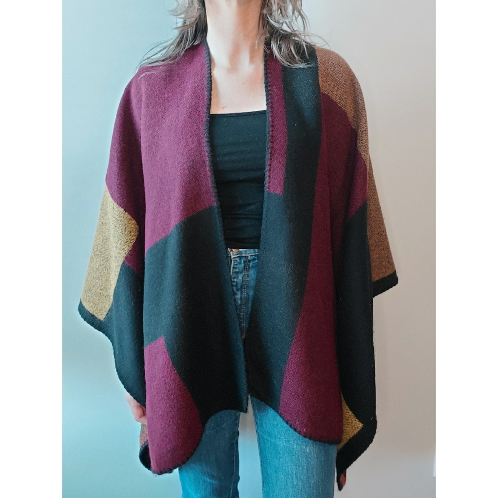 Abstract Color Block Wrap Cape Pashmina Blanket S… - image 2